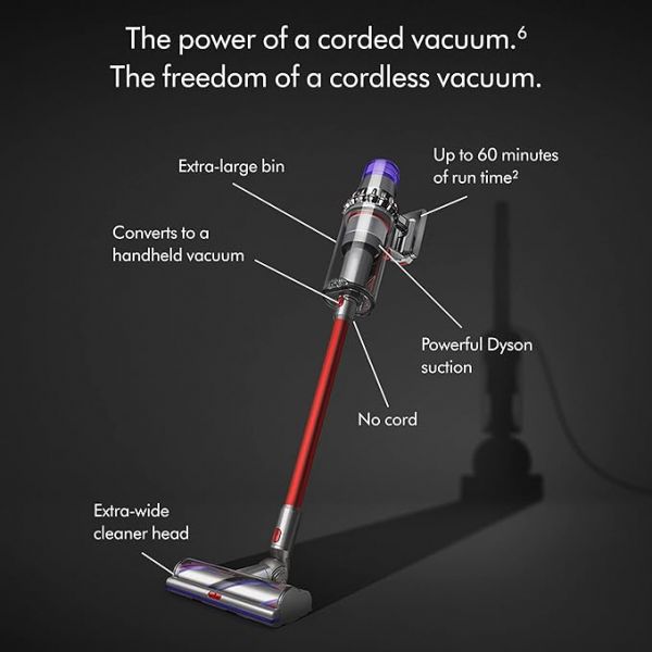 Dyson Outsize Cordless Vacuum Cleaner, Nickel/Red, Extra Large